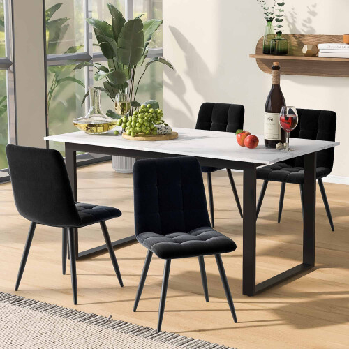 Marble Effect Dining Table with Iron Metal Legs 1