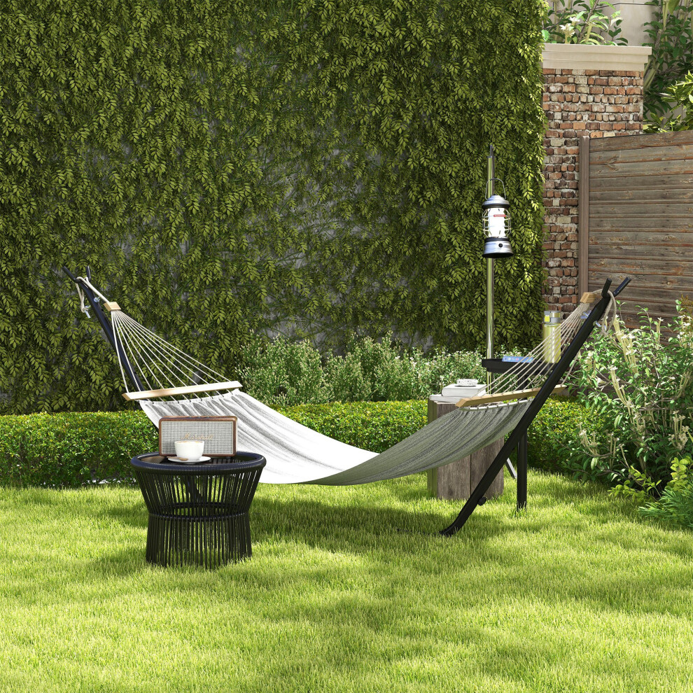 Outsunny Hammock Stand With Side Tray, Steel Frame Hammock Stand, Black