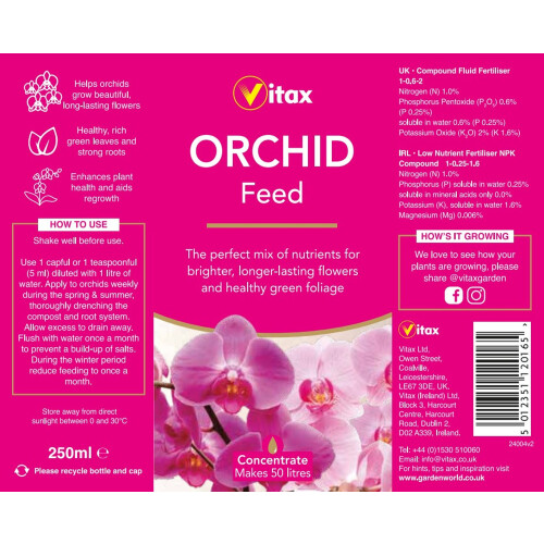 Vitax Vitax Liquid Orchid Plant Feed Concentrate 250ml Makes 50L 2