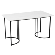 Rectangular Marble Effect Dining Table with Metal Frame