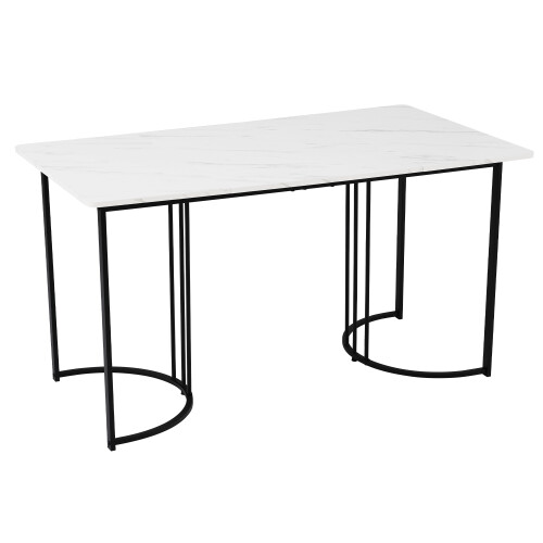 Rectangular Marble Effect Dining Table with Metal Frame