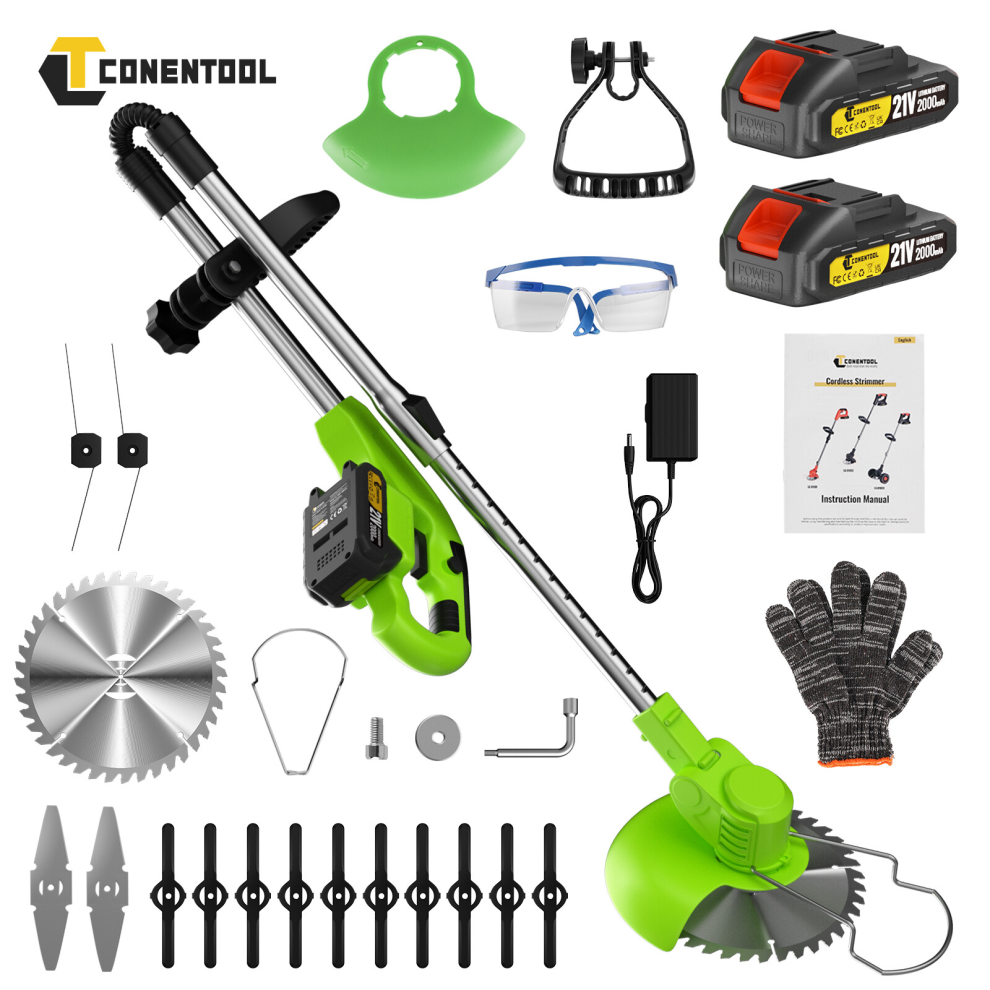 Matic Network Cordless Strimmer Grass Trimmer Cutter Garden Lawn Edger +2 Rechargeable Battery