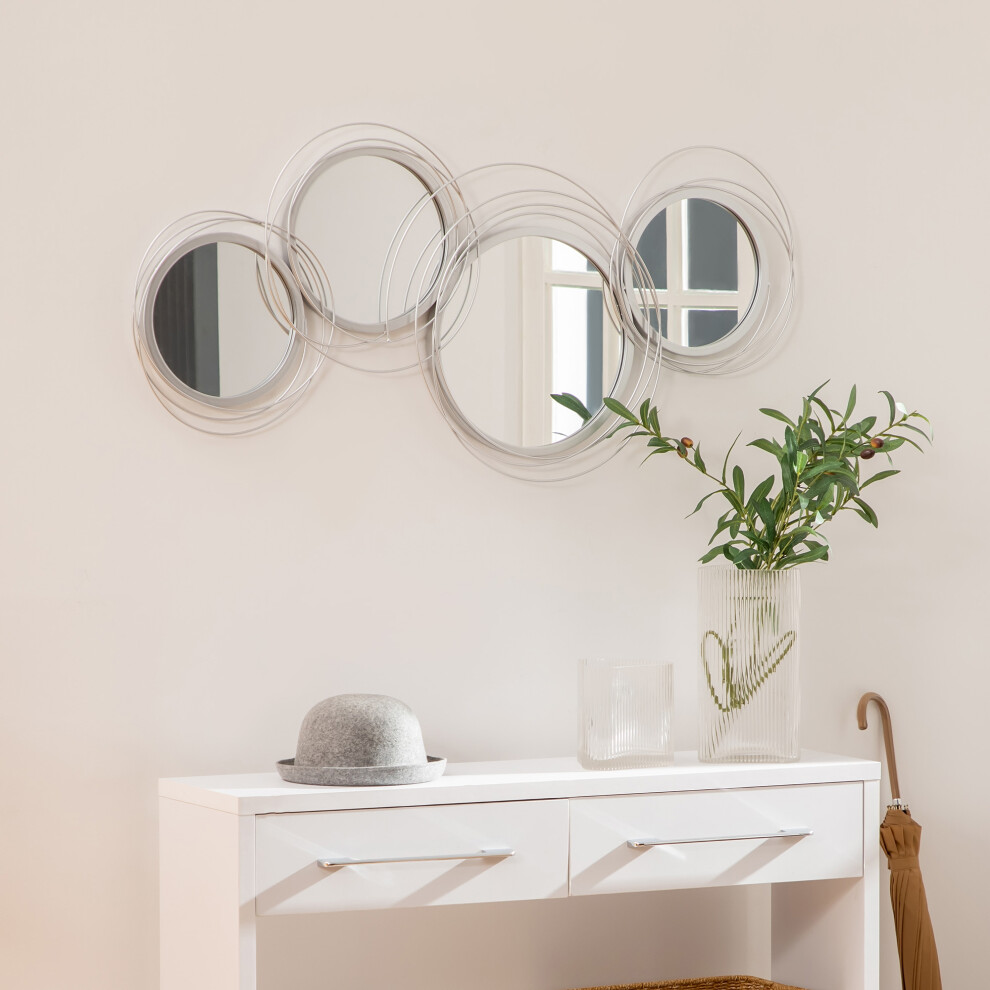 Homcom Metal Wall Art Decorative Mirror Decor Modern Wall Sculpture, Silver