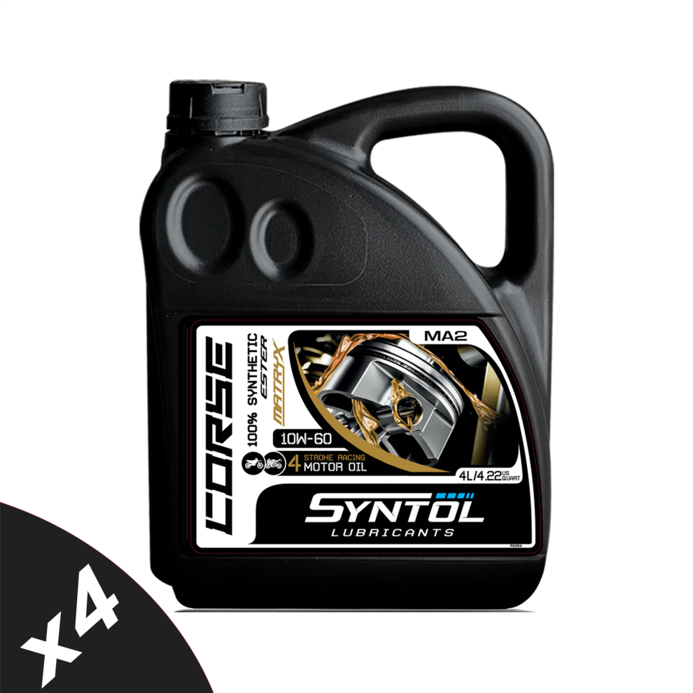 Syntol Corse 4T 10W-60 Fully Synthetic Motorcycle Engine Oil Jaso Ma/Ma2 4X4l