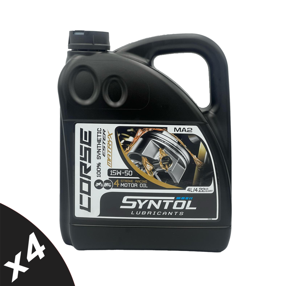 Syntol Motorcycle Motorbike Corse 4T 15W-50 Fully Synthetic Oil 4X4l