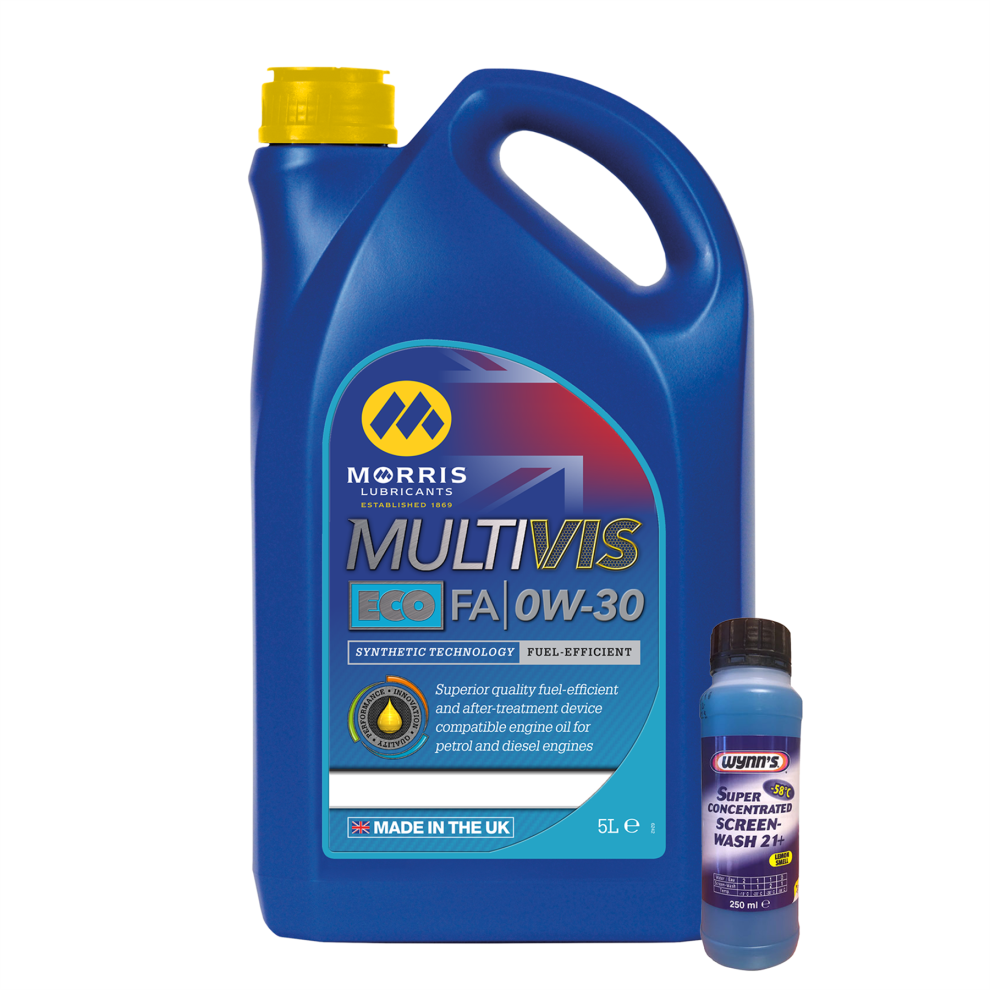 Morris 0W30 Fully Synthetic Engine Oil C2 Wss-M2c950 5L + Screen Wash 5056820569642