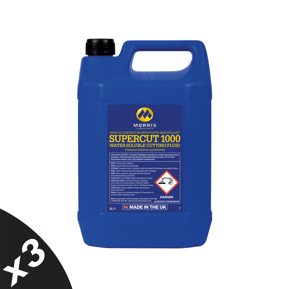 Morris Supercut 1000 Cutting Fluid High Oil Content Water-Soluble Coolant 3X5l 5056820574943