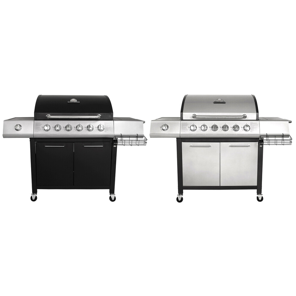 Charles Bentley 7 Ignitable Burner Premium Gas BBQ Barbecue Side Burner with Lid Thermometer in Black & Grey