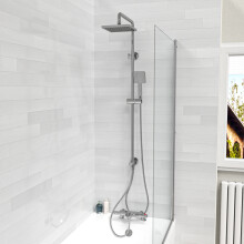 Nes Home Square Chrome Exposed Shower Mixer Thermostatic Riser Rail & Handset