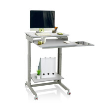 hjh OFFICE 830021 Desk WORKSTATION Grey Standing Desk Home Office Height Adjustable with Wheels Keyboard Drawer