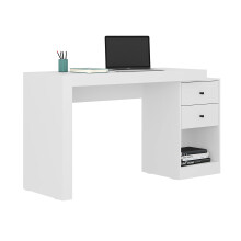 Techni Mobili Expandable Desk with Storage Drawers & Open Shelf - Expands from 47 Inch to 57 Inch - White Computer Desk with Printer Space - Modern