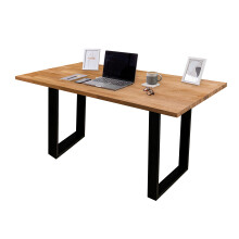 domli Solid Wood Oiled Oak Office Desk With Black Industrial Legs | 1500mm x 800mm x 27mm Oiled Tabletop | Fully Finished Premium European Wooden