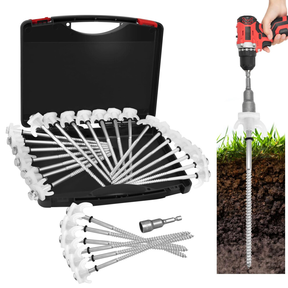 8" Screw In Tent Stakes 30Pcs - Ground Anchors Screw - Screw In Tent Stakes Heavy Duty- Tent Pegs Camping Stakes- Hex Pegs Drillable Tent Stakes And 796647884829