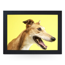 Portable Lap Desk Tray (Greyhound Dog) Handmade Wooden Frame, Beanbag Cushioned Bottom | Computers, Laptops, Meals, Food | L0098 Black