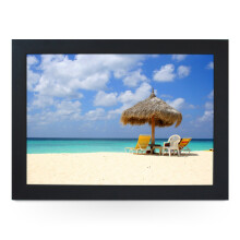 Portable Lap Desk Tray (Beach Shade) Handmade Wooden Frame, Beanbag Cushioned Bottom | Computers, Laptops, Meals, Food | L0157 Black
