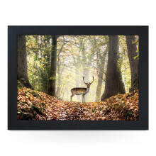 Portable Lap Desk Tray (Deer On A Forest Path) Handmade Wooden Frame, Beanbag Cushioned Bottom | Computers, Laptops, Meals, Food | L845 Black
