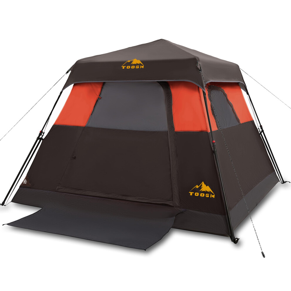 Toogh 3/4 Person/6 Person Camping Tent with 1 Door, 4 Windows, and Upgraded Ventilation? Instant Setup, Waterproof, 8'x 8'x 67''Oxford Fabric Floor