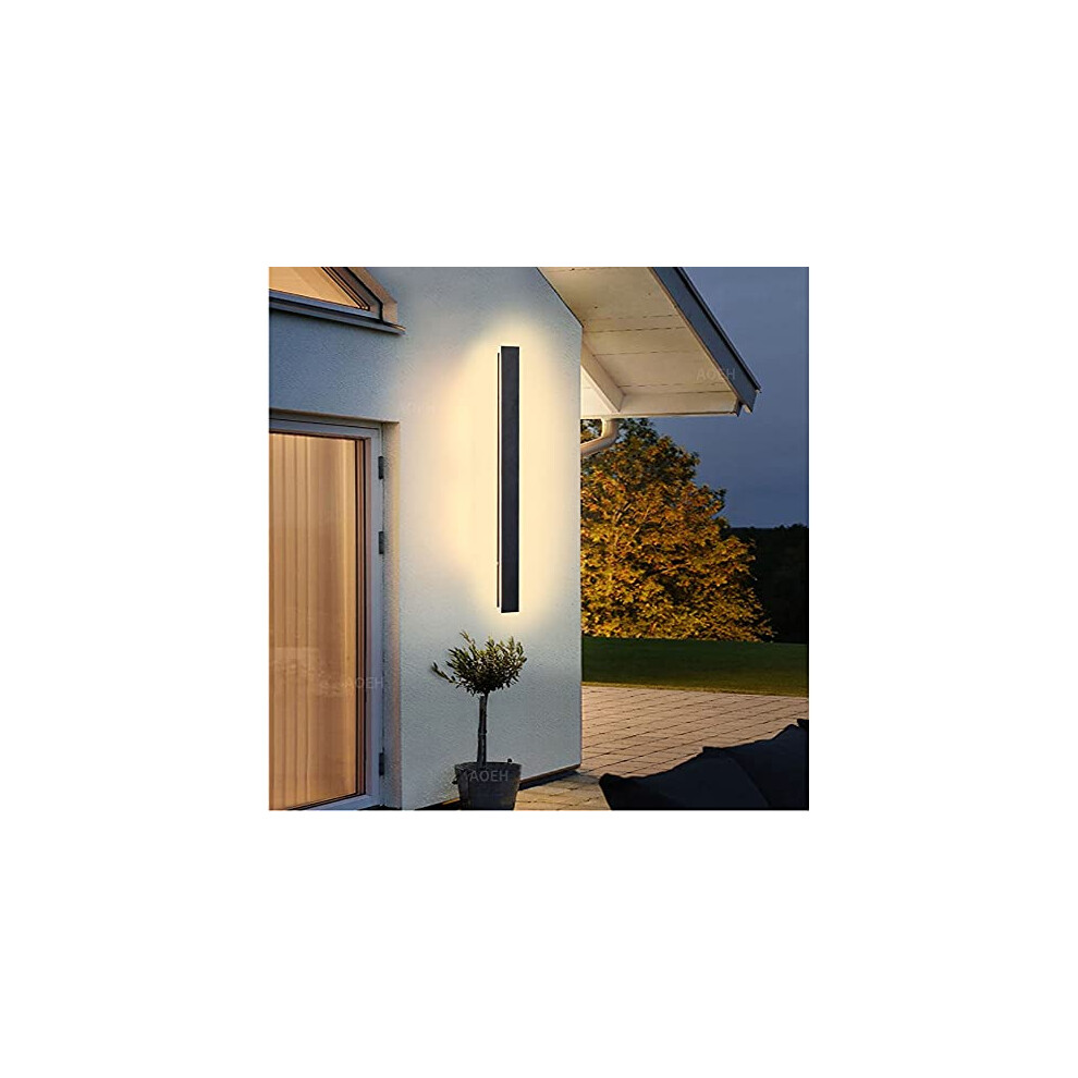 Aoeh Led Outdoor Wall - Long Sconce, Ip65 Waterproof, 3000K 12W, Aluminum Rectangular Exterior/Interior Wall Fixture Black/Light