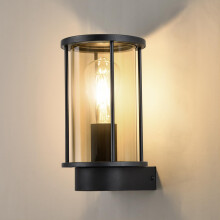 BRIMMEL Outdoor Wall Lights Waterproof Anti-Rust Wall Lamp Aluminium Matte Black Garden Wall Sconce Mains Powered E27 Base Glass Outside Lantern for