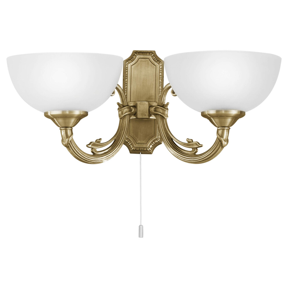 EGLO Savoy Wall Light 2-Bulb Wall Light Vintage Rustic Wall Light Interior Made of Cast Metal Satin Glass Living Room Lamp Hallway Lamp in Burnished