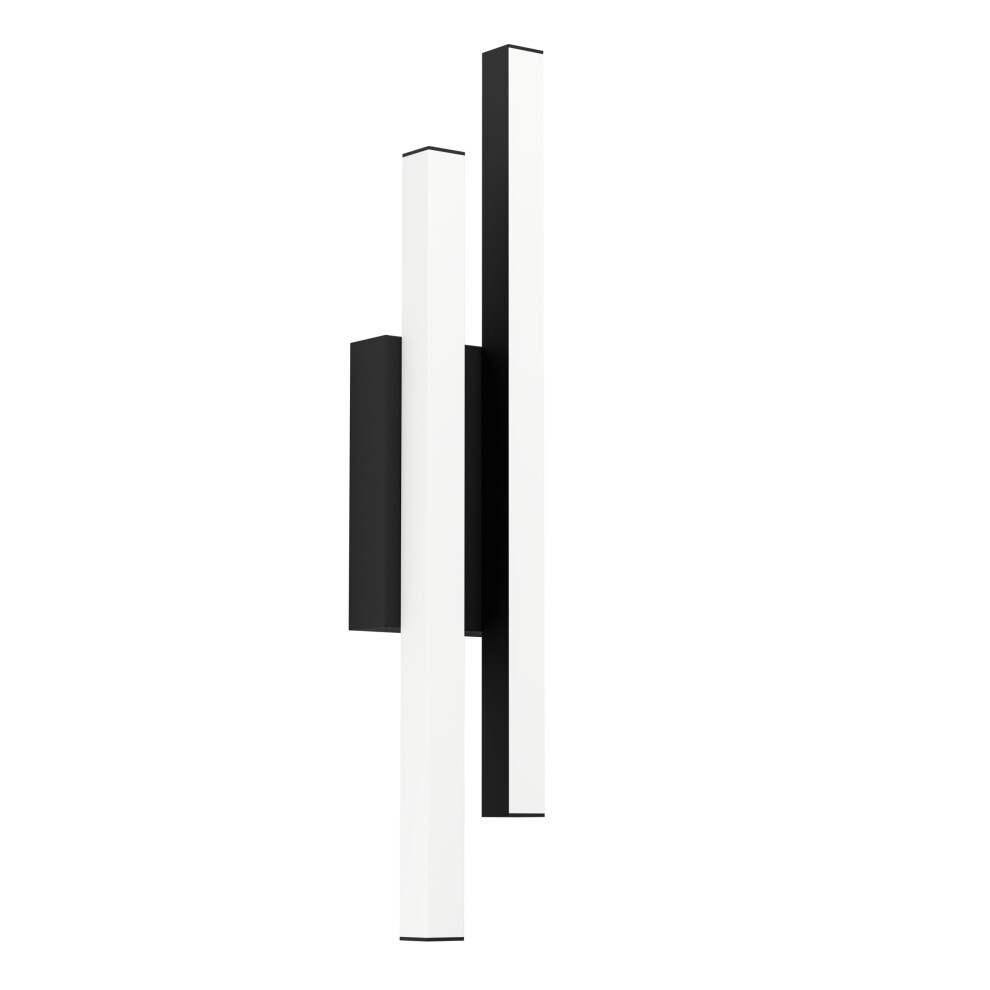 Eglo LED Outdoor Wall Light Serricella, Outside Wall lamp with 2 Light Bars, Porch Lighting Made of Metal in Black, Wall spot Warm White, IP55