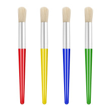 GALAMAX 4 PCS Toddler Paint Brushes, Coloful Paint Brush Set Kids, Childrens Paint Brushes with Plastic Handle and Hog Bristles, Round Bristle Tip