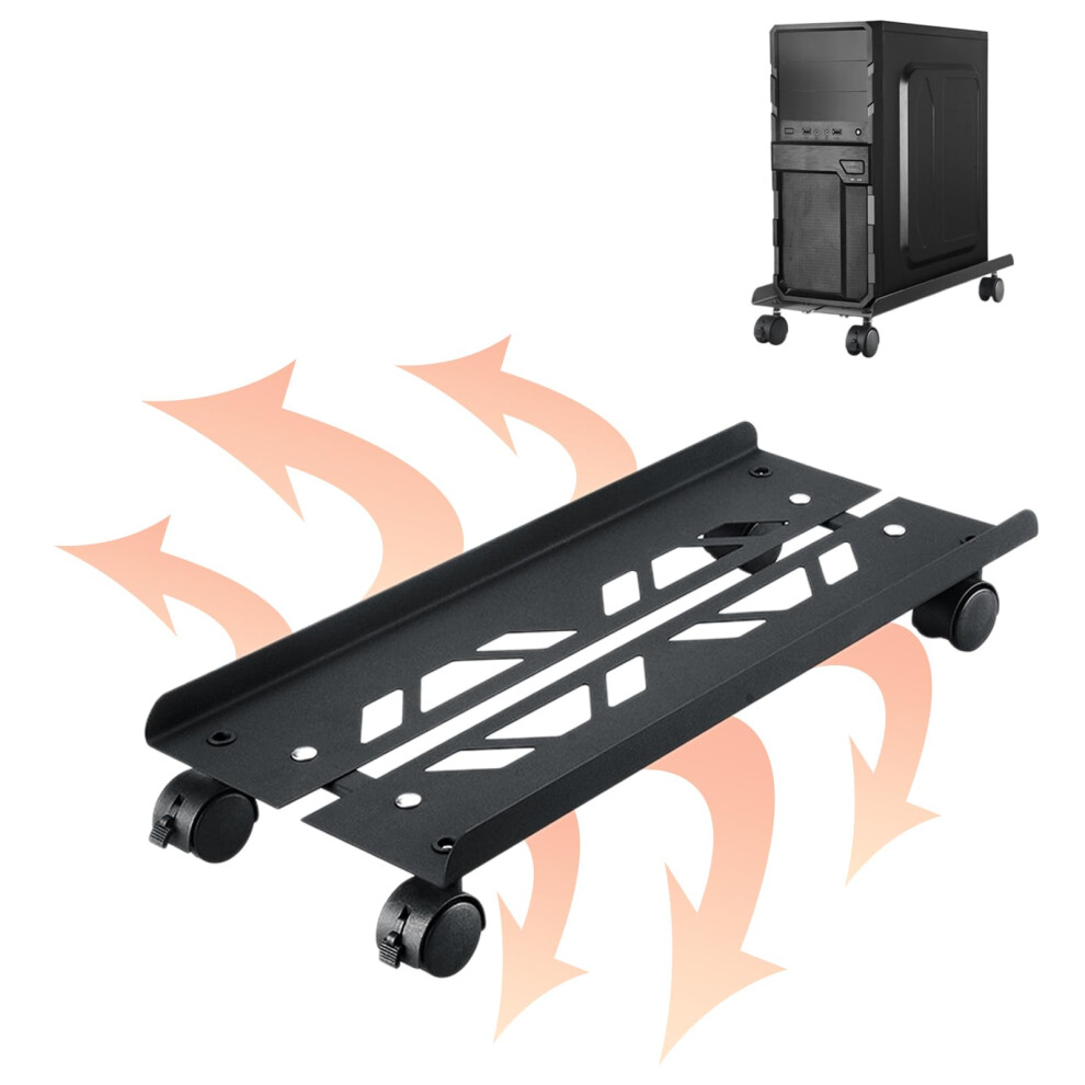 Hniuyun Metal Computer Tower Stand, Adjustable Mobile CPU Stand, Heavy-Duty PC Tower Stand with 4 Caster Wheels Fits Most PC for Gaming Office Desk