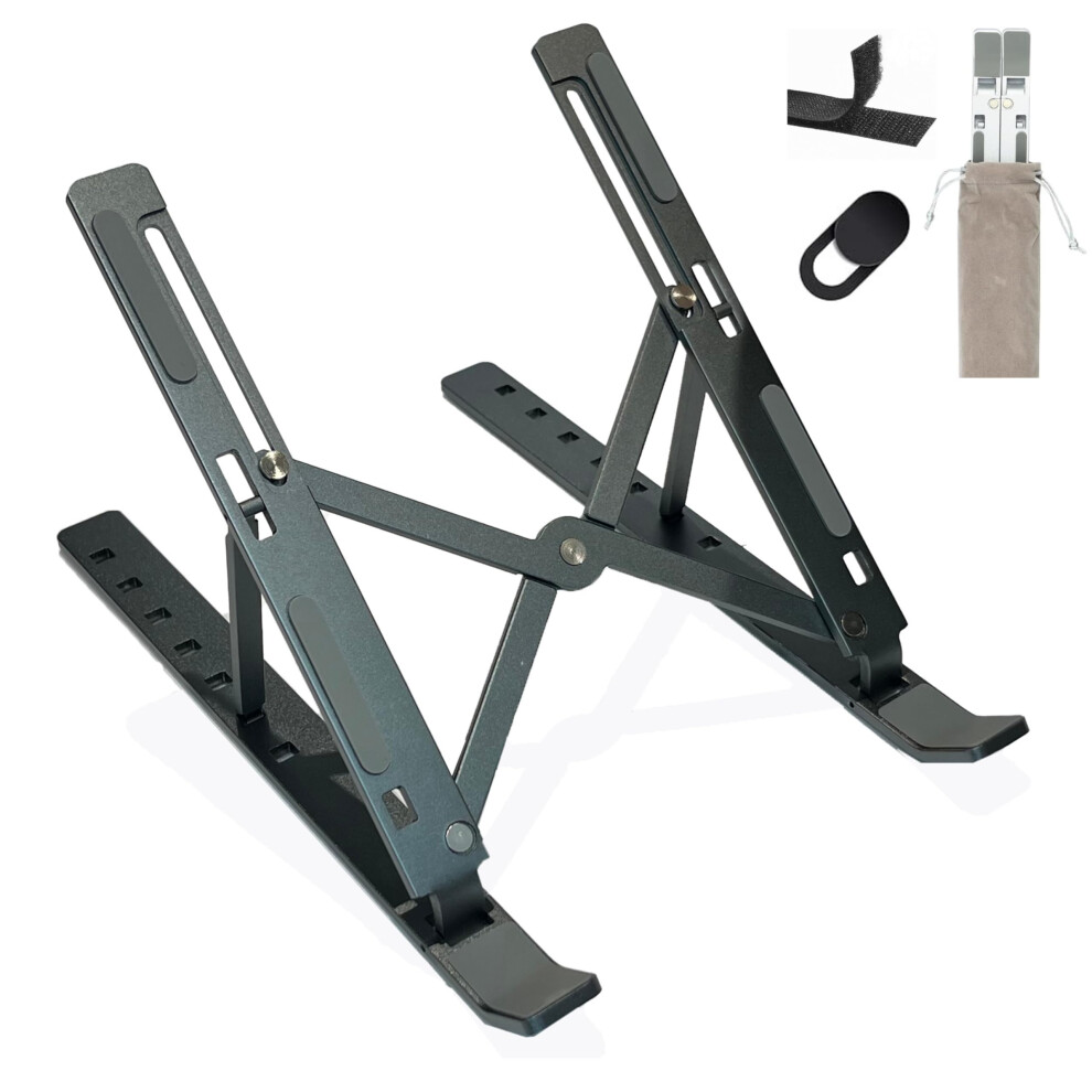 Aluminum Laptop Stand For Desk-7 Levels Of Height Adjustable Laptop Stand. Foldable And Portable Laptop Riser. Compatible With Macbook Air/Pro, Dell, 791101727049