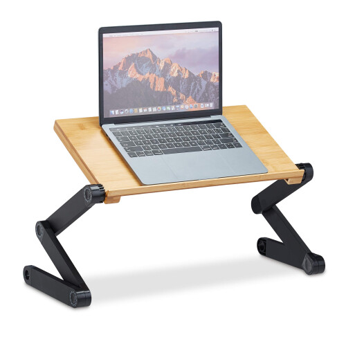 Relaxdays Table Pour Laptop En Bambou - Table D'Appoint Polyvalente 60x60x40 Cm Naturelle