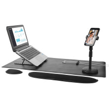Intempo EE6800BLKSTKEU7 Home Office Accessory Set - 6 in 1 Working From Home Set Up, Includes Phone Holder, Laptop Riser, Desk Mat, 2 Wrist Supports &