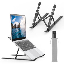 GRIFEMA GB1054B Black Laptop Stand for Desk, Adjustable Laptop Riser, Portable Laptop Stand with 6 Angle Adjustment for 10?-17.3? Laptops, Tablets