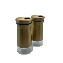 Elegant Copper Gold Salt and Pepper Shaker Set Adjustable Stainless Steel and Glass Modern Design Adjustable Top Makes it the ideal Spice and