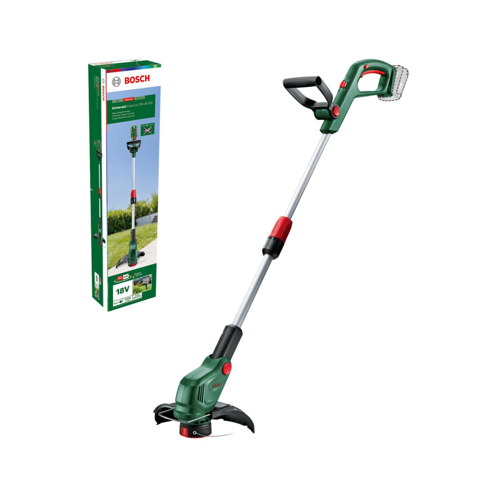 Bosch Cordless Grass Trimmer UniversalGrassCut 18V-26-500 (for Grass Cutting and Edge Trimming; Charging Time: 65 mins; Cutting Diameter: 26 cm; 18