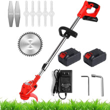 HLCUI Strimmer Cordless,12V/24V Garden Strimmer Grass Trimmer Lawn Edger with 3 Kinds of Blades, Telescopic Cordless Strimmer with Battery And Charger