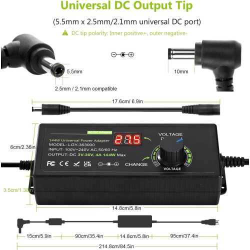 3V~36V 4A 144W Universal Power Supply 1