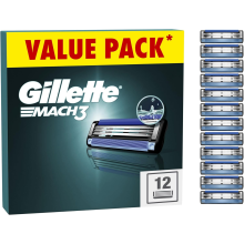 Gillette Mach3 Razor Blades Men, 12 Razor Blade Refills,