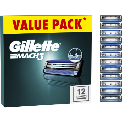 Gillette Gillette Mach3 Razor Blades Men, 12 Razor Blade Refills,
