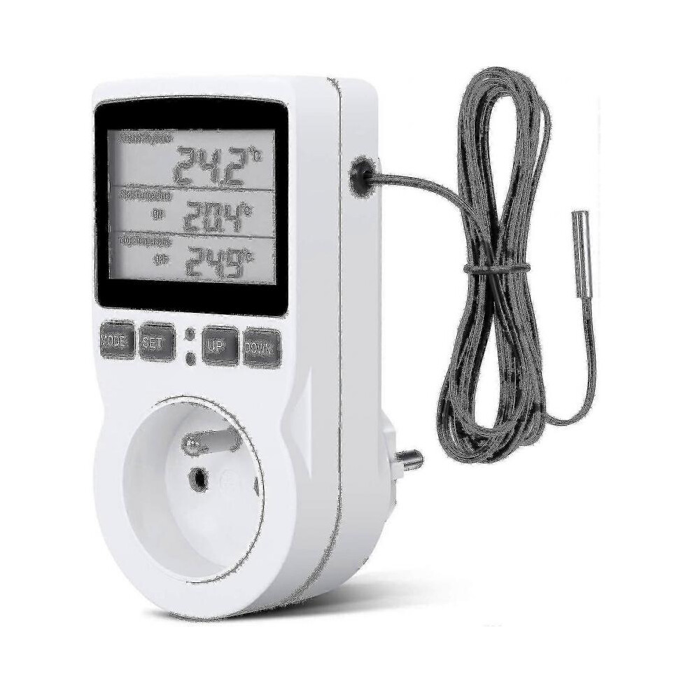 Digital / Heating Cooling Thermostat Socket Lcd Temperature Controller, 230v for Greenhouse Farm Temperature Controller/terrarium Thermostat(socket)