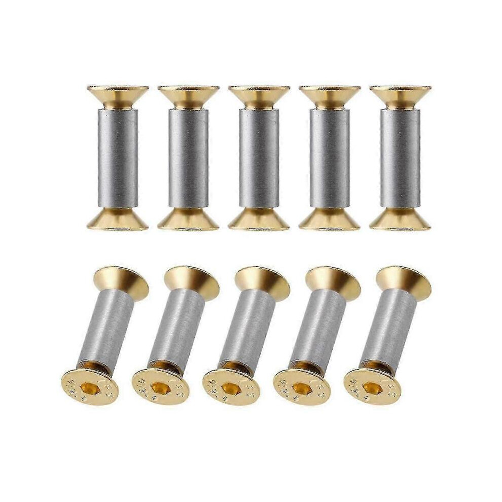 10 Packs Knife Handle Screws Rivets Bolts Fasteners, Gold Hex Flat Head Screws, Knives Maker Screws