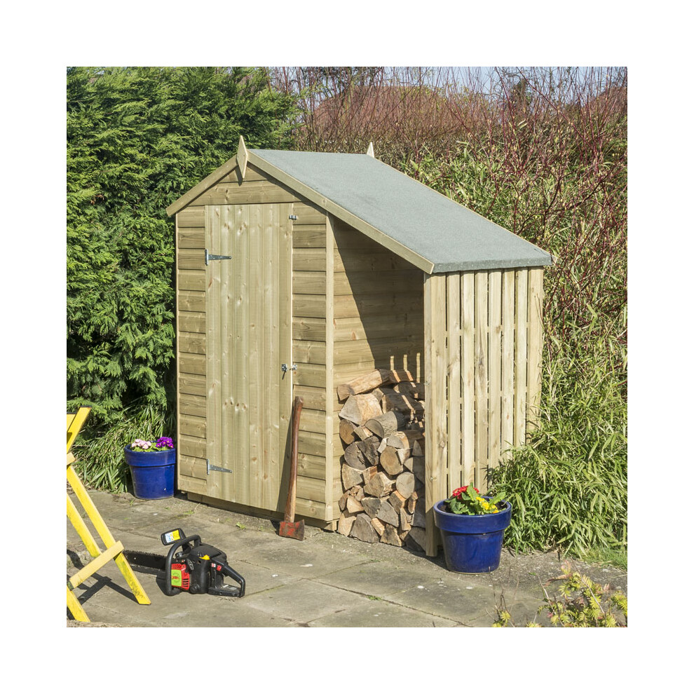 Oxford 4x3 Shed with Lean To - Timber - L95 x W194 x H195 cm - Natural