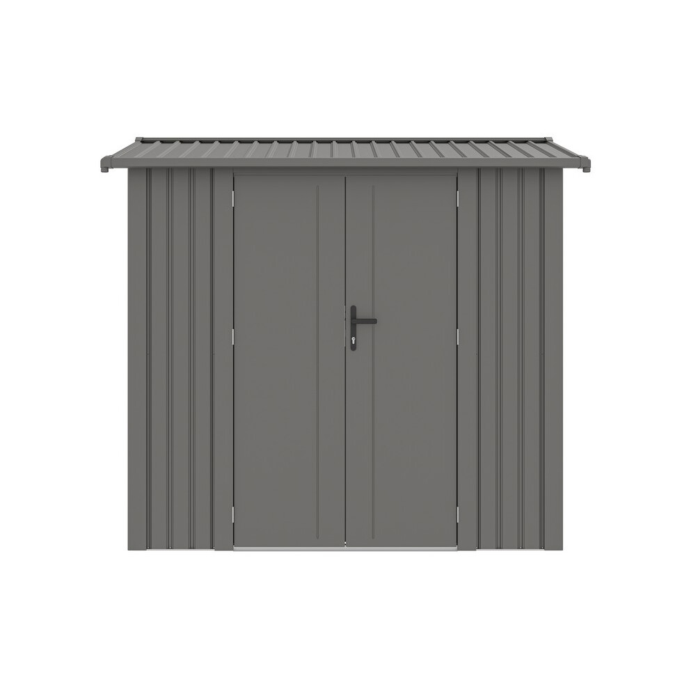 8 x 6 Feet Brentvale Premium Apex Shed - Metal/Steel - L176 x W232 x H212 cm - Metallic Grey Finish