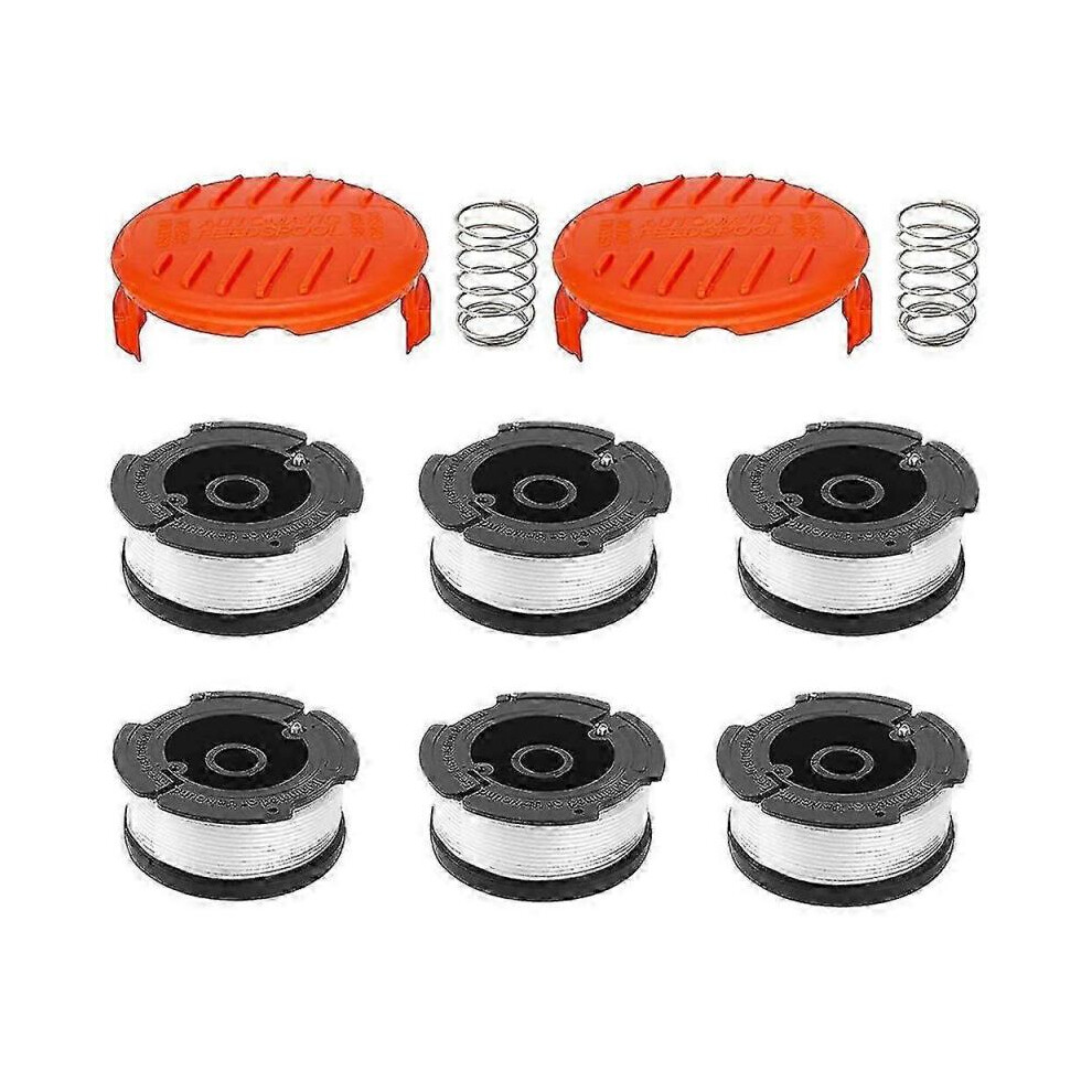 6 Pack String Trimmer Replacement Spool with 2 Covers, for replace Black Decker grass trimmer Replacement Spool