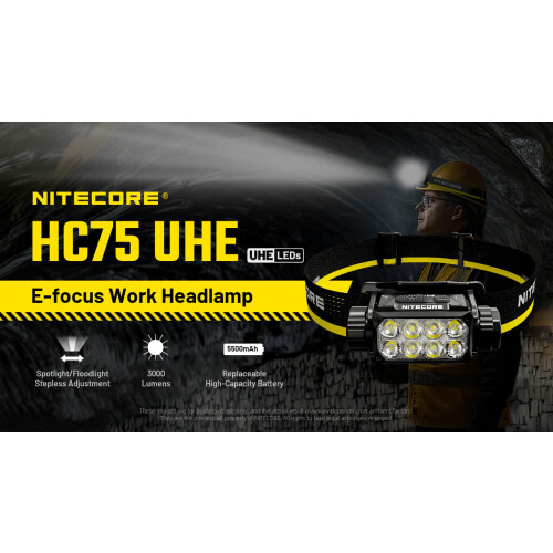 Nitecore HC75 UHE USB-C Charging 3000 Lumens LED Head Torch Headlight 1