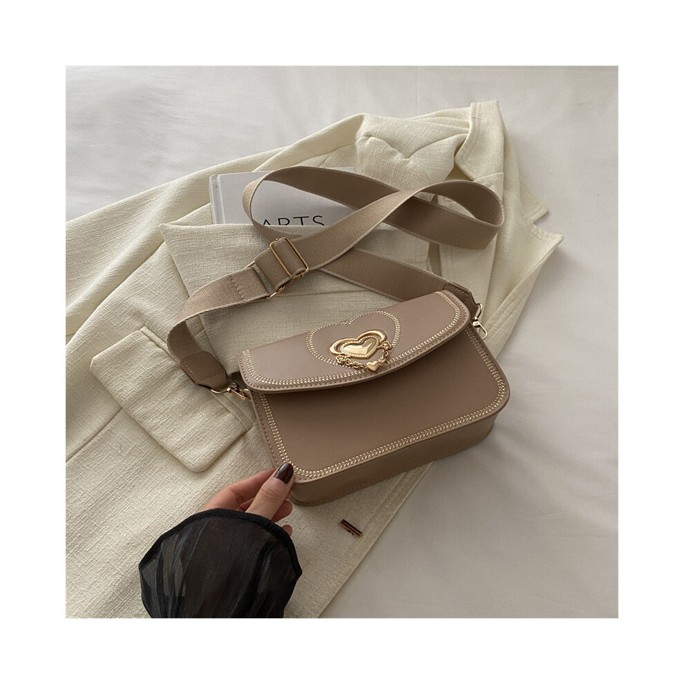 (Khaki)Unique sac carré marron Pu pour femmes élégant sac à main décontracté à bandoulière pour tenues quotidiennes