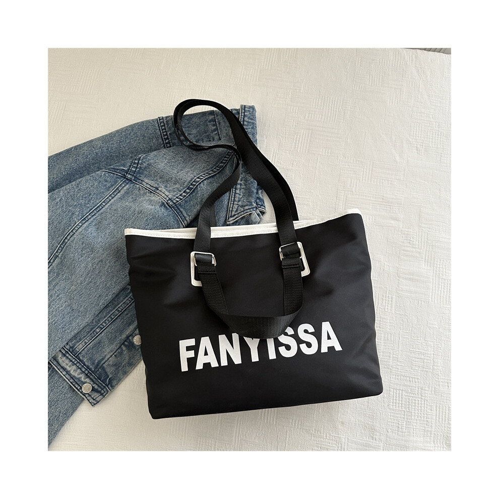 (Black)Élégant sac fourre-tout en tissu Oxford pour femme avec grande capacité et design élégant