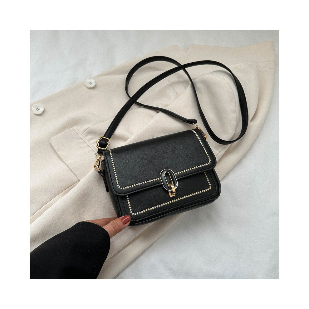 (Black)Sac à bandoulière décontracté à la mode pour femme en noir marron et couleurs claires marron