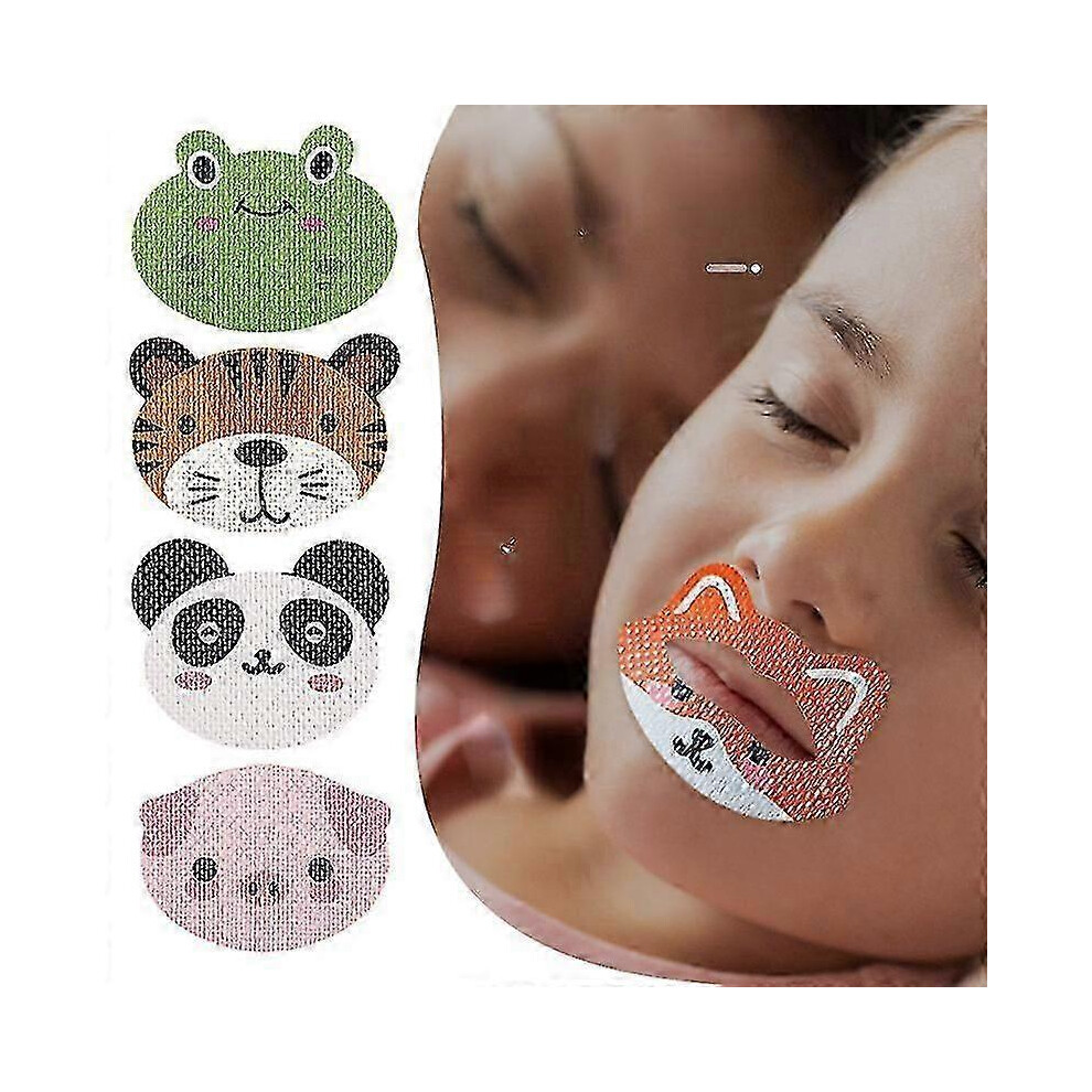 (30Pcs Fox) Kids Cartoon Sealing Stickers Orthopedic Breathing Sleep Strips,mouth Tape For Sleeping,antisnoring Patch For Less Mouth Breath 30 Pcs - Ya