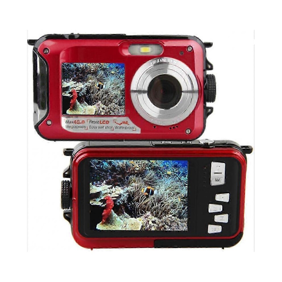 (32GB includes SD card only) 10 Ft Waterproof Camera, 2.7K Full HD, 48MP, 16x Digital Zoom, Dual Screens, Self-timer Functionality-Explore Underwater Beauty -