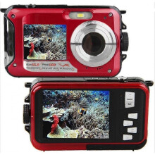 (REDcamera) 10 Ft Waterproof Camera, 2.7K Full HD, 48MP, 16x Digital Zoom, Dual Screens, Self-timer Functionality-Explore Underwater Beauty -