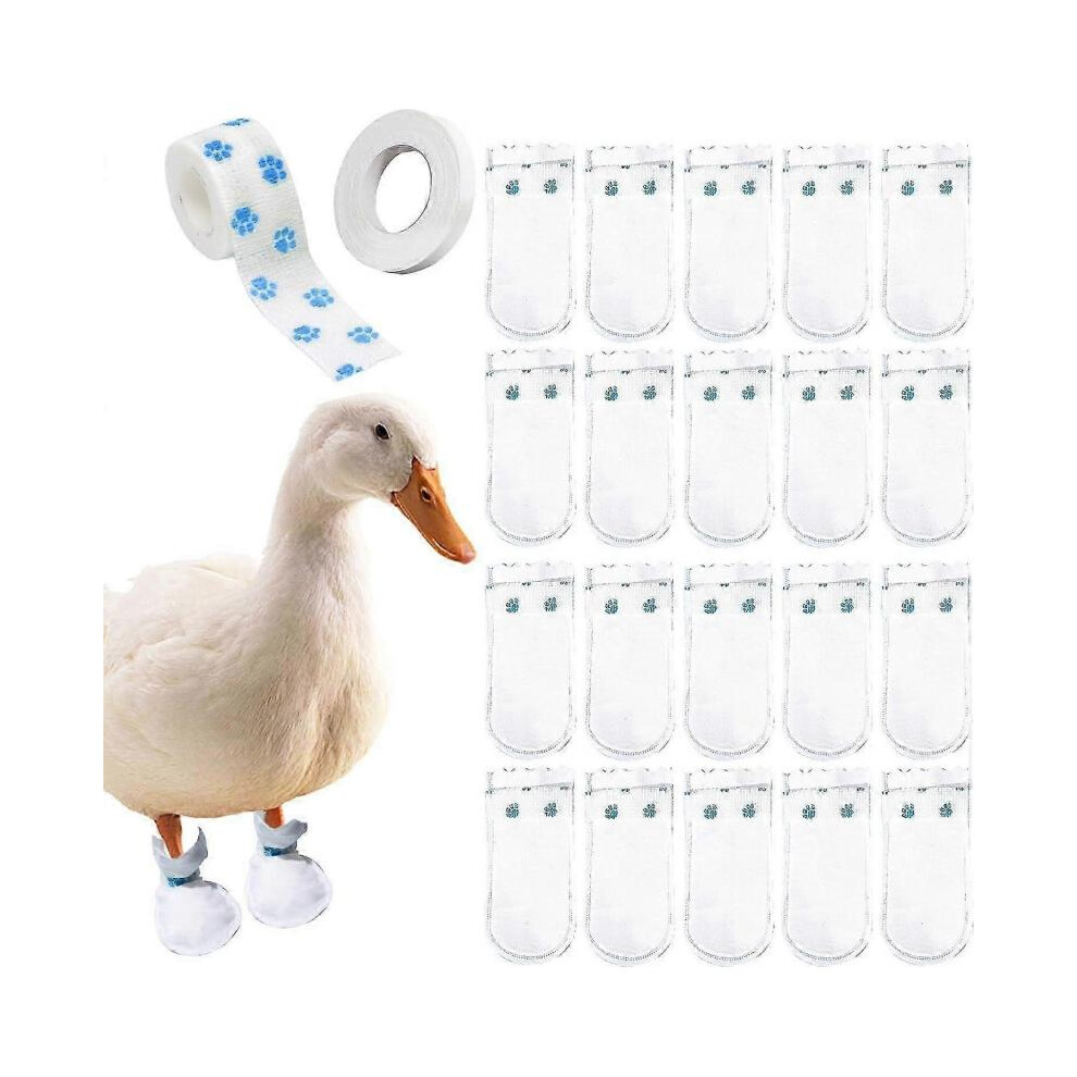 20 Pcs Disposable Boots for Real Duck Feet, Bumble Foot for Duck Pet Duck Supplies with Blue Bandage, Large Size